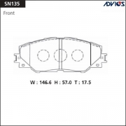 Колодки тормозные ADVICS SN135 дисковые передние