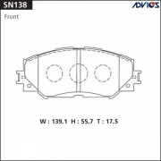 Колодки тормозные ADVICS SN138 дисковые передние